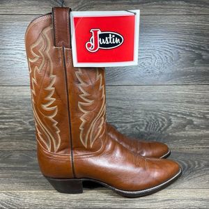 Justin Western Cowboy Boots Men's 12 Narrow (A) Brown Leather 1967